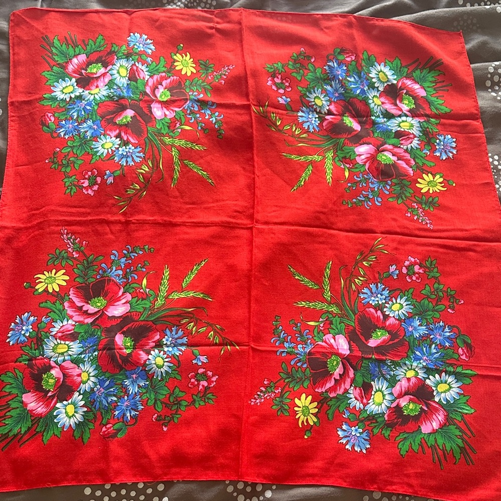 Floral Red Scarf